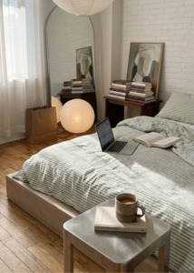 Sage Stripe Linen Duvet Cover | Made in New Zealand