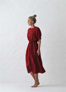 Linen Dress | Deep Red