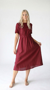 Ava Linen Dress | Berry