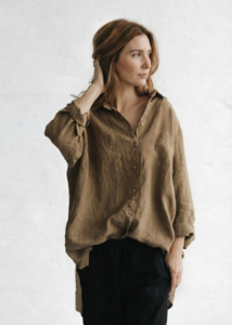 Tops: Linen Boyfriend Shirt | Sahara