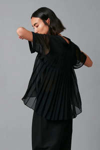 Sheer Pleated Shirt - Black