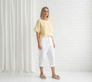Oversized Linen T-Shirt - Butter