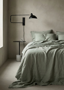 Kenshō Stonewashed Linen Bedcover - Laurel
