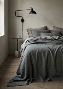 Kenshō Stonewashed Linen Bedcover - Steel