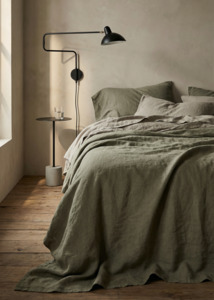 Kenshō Stonewashed Linen Bedcover - Stone
