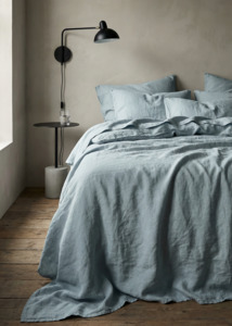 Kenshō Stonewashed Linen Bedcover - Sky