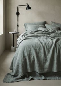 Kenshō Stonewashed Linen Bedcover - Fog