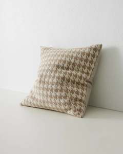 Checkers Cushion: Houndstooth Cushion | Oatmeal