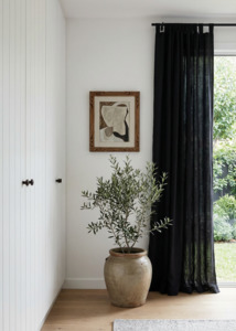 Natural Linen Stonewashed Curtains | Black