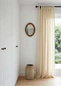 Natural Linen Stonewashed Curtains | Butter
