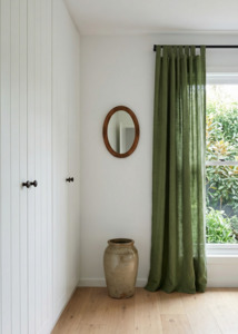 Natural Linen Stonewashed Curtains | Calla Green