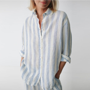 Linen Shirt | Wide Blue Stripes