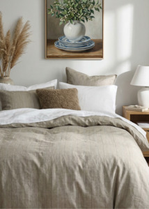 The Natural Grid Duvet Set