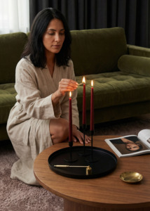 Taper Candles in Burgandy - set of 4