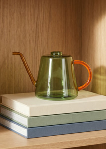 Glass Watering Can Green/Amber