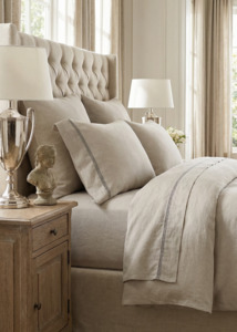 Duvet Covers: French Flax Linen fitted Sheet - Sand