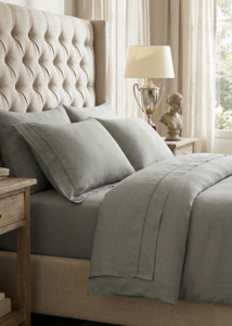 French Flax Linen flat Sheet - Fog