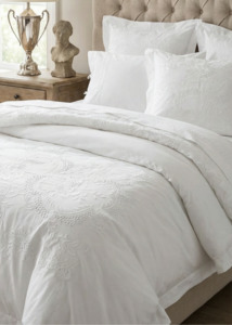 Embroidered Cotton Duvet Cover - White