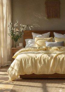 Butter Yellow Linen Duvet Cover - Made in New Zealand