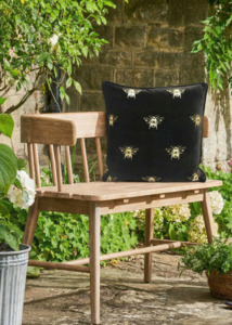Velvet Bee Cushion | Black & Gold