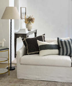 Cushions Throws: Heavy Linen Textured Cushion – Black