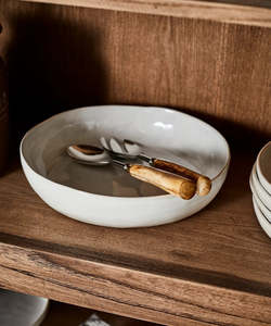 Kitchen: Rustic Stoneware Large Serving Bowl | Off White | 30cm