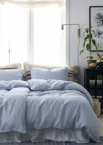 French Linen Duvet Cover - Soft Blue