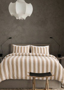 Back In Stock New: Bari Stripe Duvet Cover - Taupe