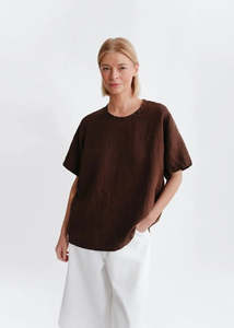 Tops: Hirokko Linen Top - Brown