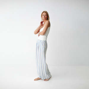 Linen Pants | Blue Stripes