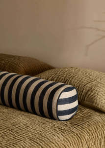 Cushions Throws: Grand Linen Bolster - Indigo
