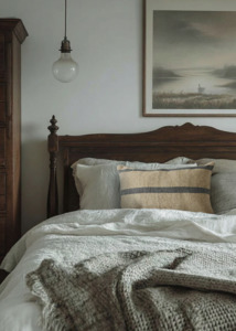 Cushions Throws: Handloom Cushion - Natural & Indgio 40x60cm