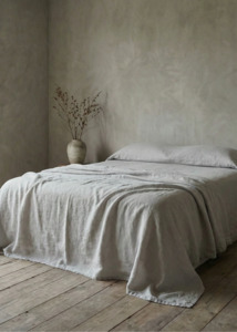 Kenshō Stonewashed Linen Bedcover - Dove Grey
