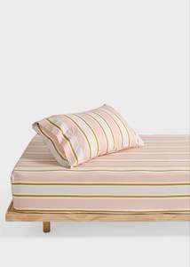 Cotton: Childrens Sheet Set | Pink Sailor Stripe