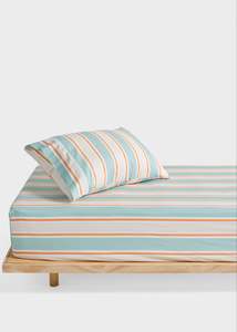 Cotton: Childrens Sheet Set | Blue Sailor Stripe