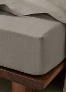 Bedroom Collection: French Flax Linen Fitted Sheet | Pebble