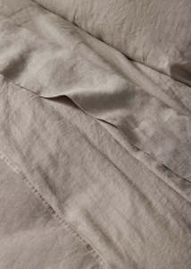 French Flax Linen Flat Sheet | Pebble
