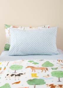 Fitted Sheet Set - Blue Wavy Check