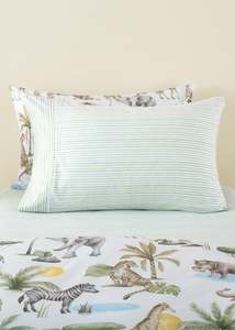 King Single Bed Linen Online Nz: Fitted Sheet Set - Green Scribble Stripe
