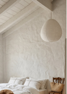 Artisan Pear Linen Pendent - White 50cm