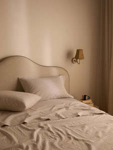 Back In Stock New: Linen & Cotton Sheet Set - Khaki Stripe