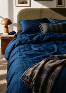 Duvet Covers: French Linen Duvet Cover | Midnight | OEKO-TEX® certified