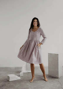 Dresses: Oversized Linen Dress - Dusky Rose