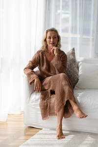 Dresses: Mode Linen Dress - Clay