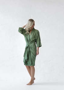 Dresses: Samoa Linen Dress | Khaki