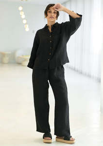 Loungewear Linen Pants | Black