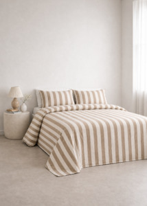Bari Stripe Comforter  - Taupe