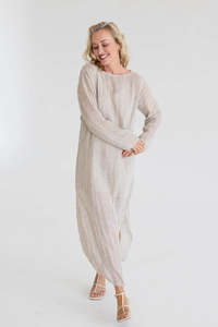 Dresses: Mode Linen Dress - Natural
