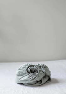 Linen Fitted Sheet in Duck Egg | Made in Europe