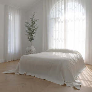 Linen Bed Cover | Off White